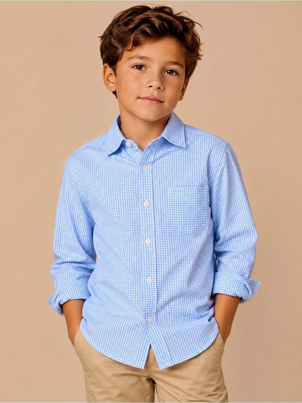 Cat & Jack Light Blue Gingham Button-Down Shirt